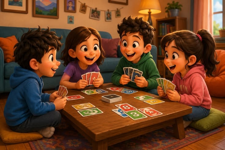 Colorful puzzle and family board games